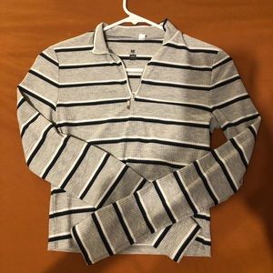 Striped long sleeve zip up